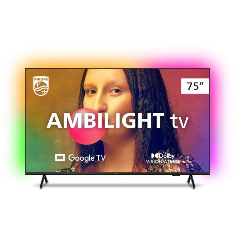 PHILIPS Smart TV Ambilight 75" 4K 75PUG7908/78 Google TV Comando de Voz HDR Dolby VRR ALLM