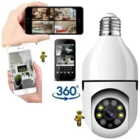 Camera IP Seguranca Lampada Panoramica Wifi Espia c/Rastreio Full HD Visao Noturna