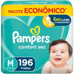 Fralda Pampers Confort Sec M 196 Unidades Pampers