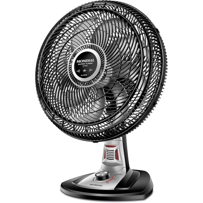 Ventilador 40cm Super Turbo 8 Pás Repelente Pastilha Mondial Preto/Prata 140W 110V - VTX-40-8P-RP