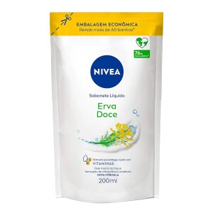 NIVEA Sabonete Líquido Refil Erva Doce 200ml - Fragrância refrescante de erva-doce sensação de pele macia e hidratada