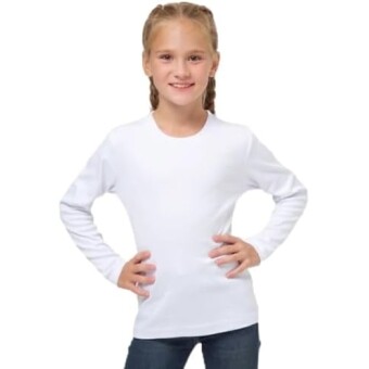 Camiseta Blusa Peluciada Infantil Unissex Segunda Pele Manga Longa (BR Numérico 8 Regular Branco)