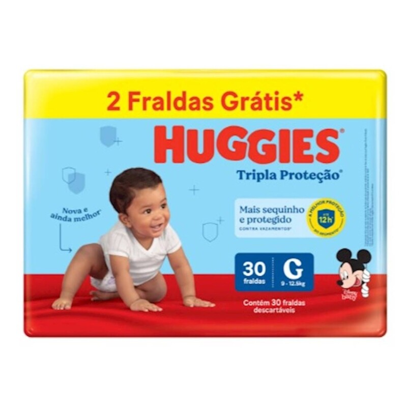 Fralda Huggies Tripla Proteção Mega G 30 Unidades