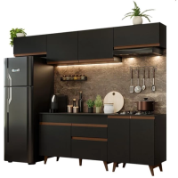 Armário de Cozinha Completa 260cm Preto Reims Madesa 10