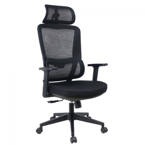 Cadeira de Escritório Dr. Office Work Pro Ajustável Mesh 2D Reclinável Preta DR-CH-WKPR2DB