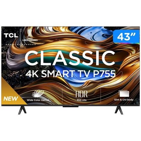 Smart TV 43" 4K UHD LED TCL 43P755 Wi-Fi Bluetooth 3 HDMI 1 USB - Smart TV - Magazine Indicajb
