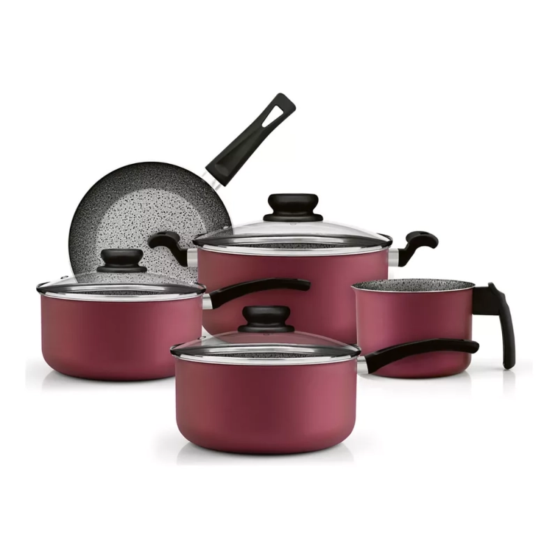 Conjunto Panelas Antiaderente Premium 5 Pçs Panelux Cor Cereja
