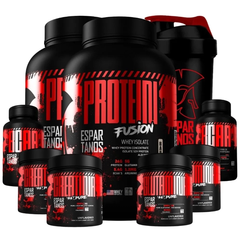 Kit  Completo Espartanos: 2 Unidades Whey + BCAA + Creatina + Glutamina