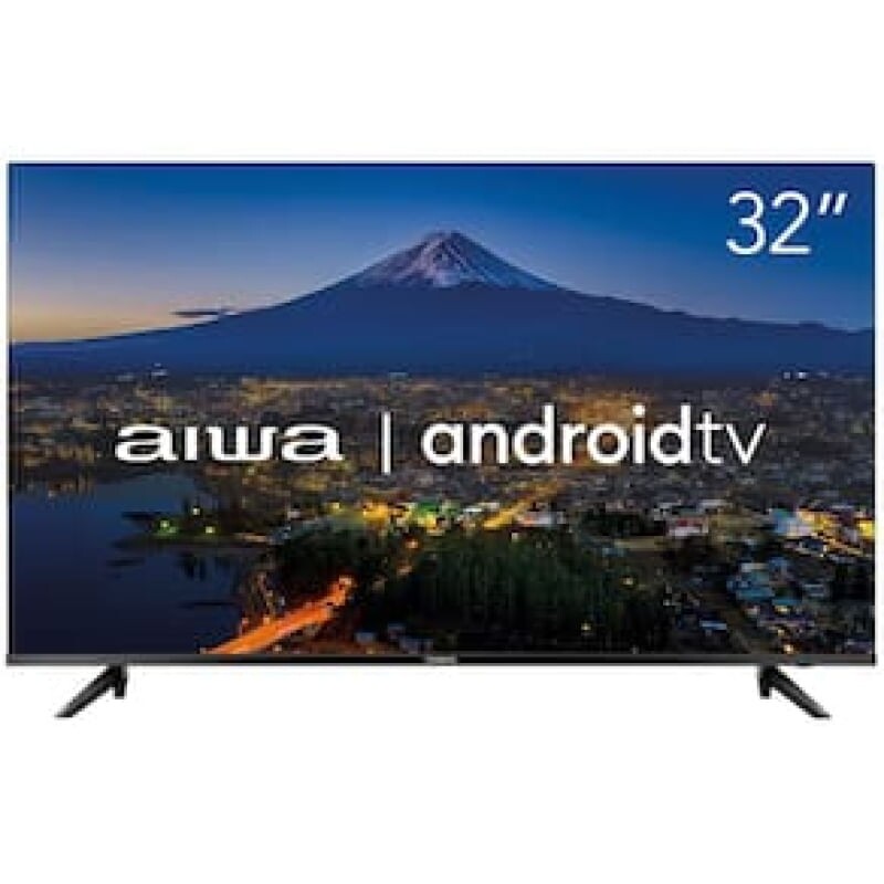 Smart TV 32" Aiwa HD AWS-TV-32-BL-02-A Android Comando de Voz Dolby Audio HDR10 Borda Ultrafina