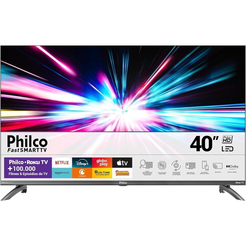 Smart TV 40 Philco Roku TV LED Dolby Audio PTV40M9GR2CGB