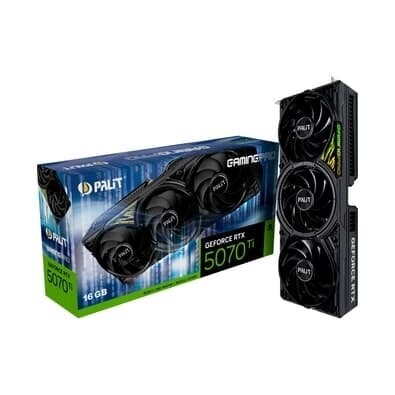 Placa de Vídeo Palit RTX 5070 Ti GamingPro V1 GeForce NVIDIA 16GB GDDR7 2452 MHz DLSS 4 Tripe Fan Ray Tracing - NE7507T
