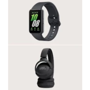 Kit smartwatch Galaxy Fit3 display 1.6 grafite Samsung + fone de ouvido Tune T520BT preto JBL