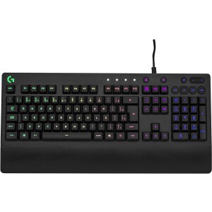 Teclado Gamer Logitech G213 com Layout ABNT2 RGB LIGHTSYNC Controles de Mídia Dedicados Design Durável e Resistente à Respingos