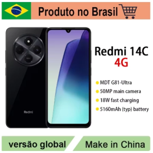 Smartphone Xiaomi Redmi 14C 4G processador MTK Helio G81-Ultra display de ponto de 6,88 " câmera dupla AI de 5000 MP