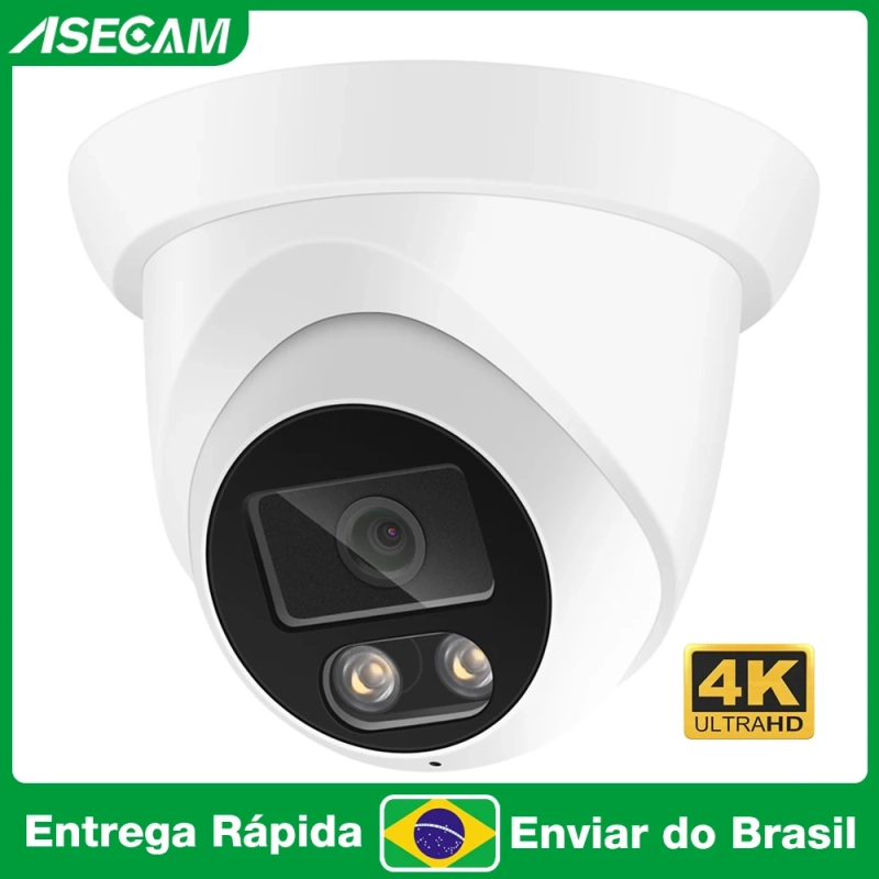 ASECAM 8MP 4K Câmera de Segurança IP Externa áudio POE Onvif AI Detecção Humana Visão Noturna Colorida Com Luz Dup