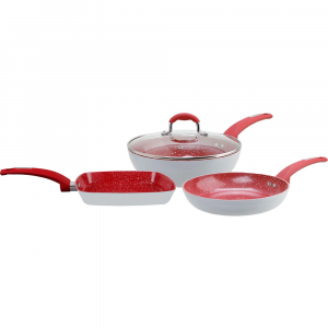 Frigideira Wok com Tampa 24 cm + Frigideira sem Tampa 24 cm + Bistequeira Power Taste - La Cuisine