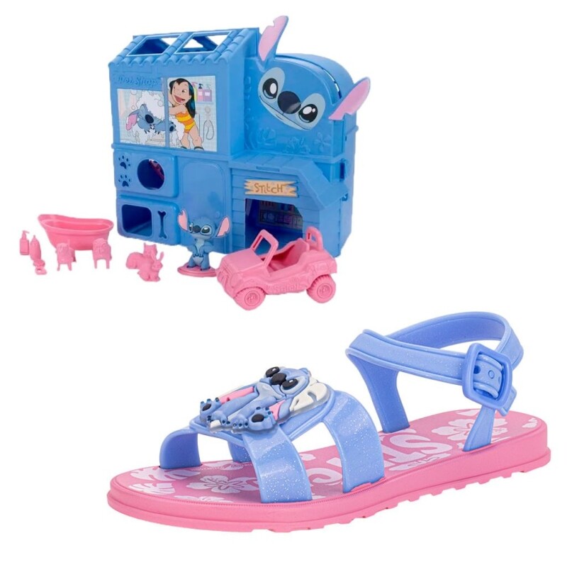 Kit Sandália Para Meninas Stitch Pet Shop Rosa Grendene Kids