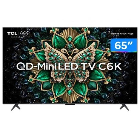 Smart TV 65" TCL 4K UHD MiniLED 120Hz Google TV AiPQ Google Assistente 4 HDMI 2 USB - 65C6K