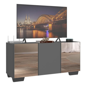 Rack TV até 32 Polegadas com Espelhos 3 Portas Multimóveis MP1079 Cor Grafite/preto