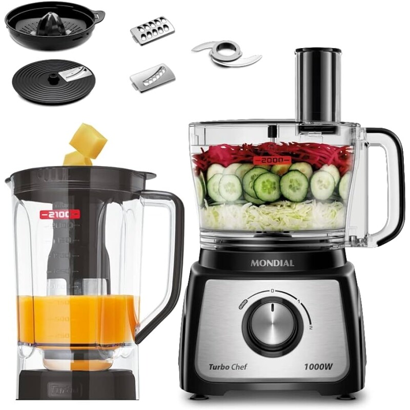 Multiprocessador Mondial Turbo Chef 7 em 1 Preto MPN-01-BE