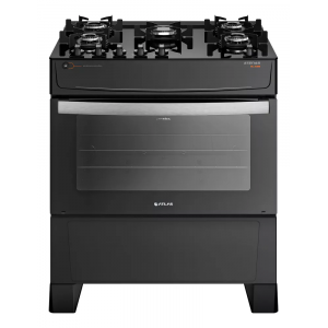 Fogão de Pé Atlas Atenas Glass 5 Queimadores A Gás com Mesa de Vidro Preto 110V/220V