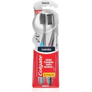 COLGATE Escova Dental Colgate 360º Preto Pacote Com 2 Unidades
