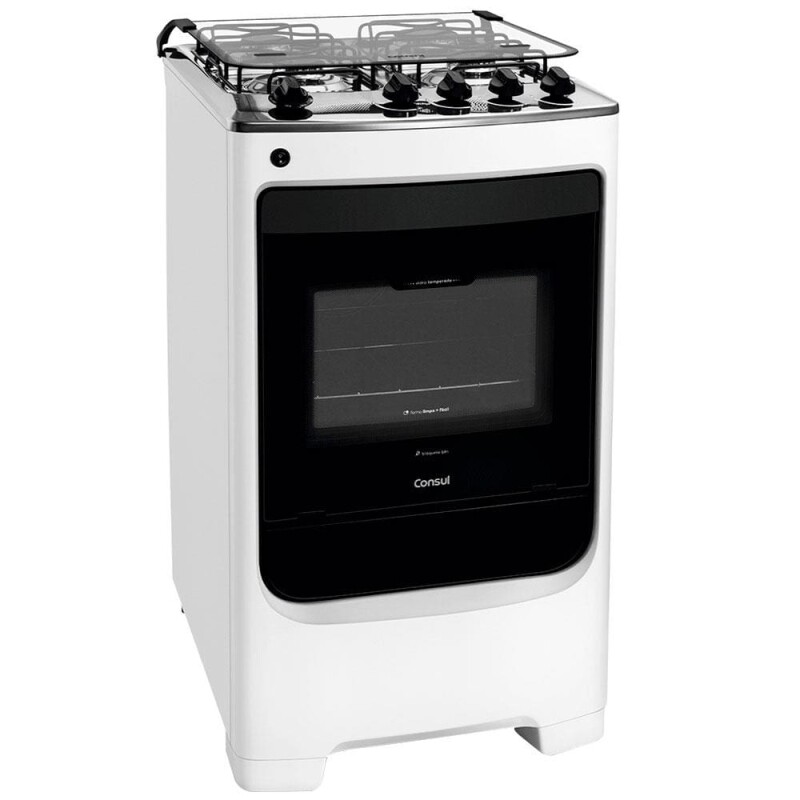 Fogão Consul 4 Bocas CFO4NAB com Mesa de Inox Acendimento Automático e Design Frente Única Bivolt - Branco