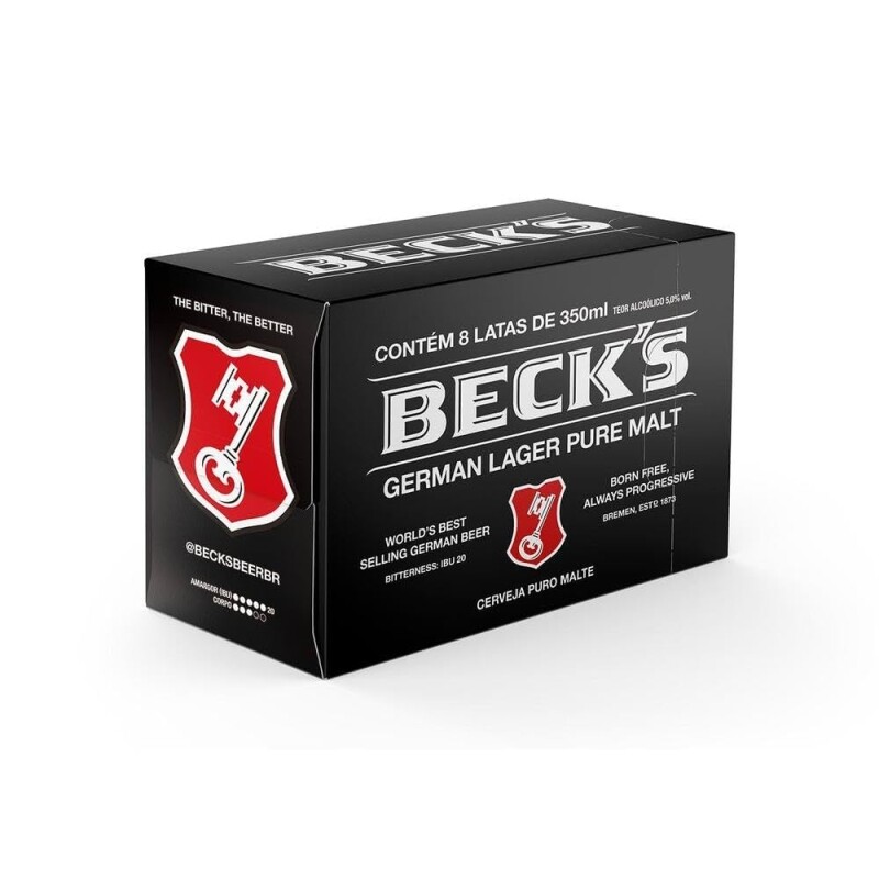 Pack Cerveja Becks Lata Sleek 350ml - com 08 unidades