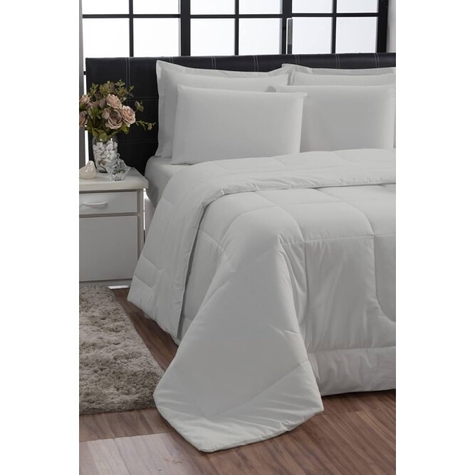 Kit Edredom Queen Jogo de Cama 100% Algodão 200 fios (Branco)