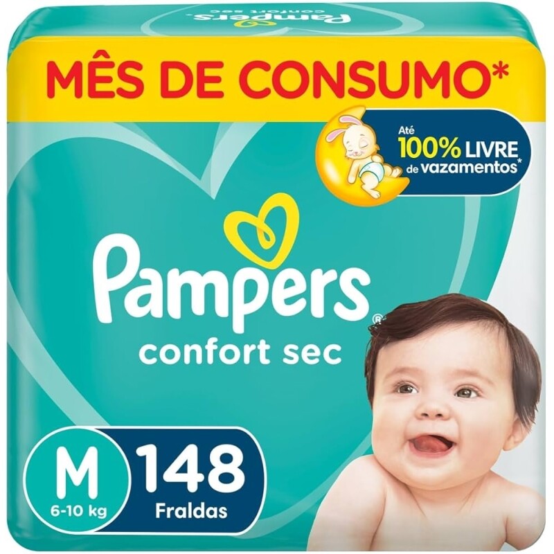 Fralda Pampers Confort Sec M - 148 fraldas