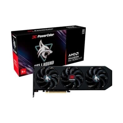Placa de Vídeo PowerColor RX 9060 XT Hellhound AMD Radeon 8GB GDDR6 128bits Tripe Fan OpenGL 4.6 - RX9060XT 8G-L/OC