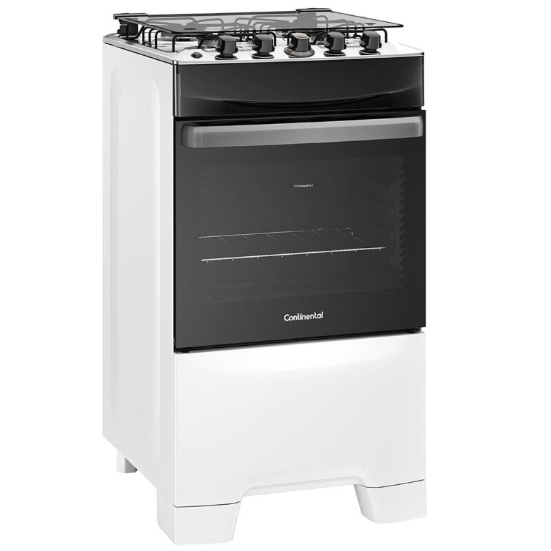 Fogão Continental 4 Bocas FC4IB com Mesa de Inox Tecnologia Top Limpa Fácil e Acendimento Automático Branco
