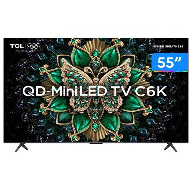 Smart TV 55" TCL 4K UHD MiniLED 120Hz Google TV AiPQ Google Assistente 4 HDMI 2 USB - 55C6K