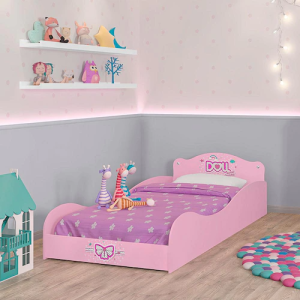 Cama Infantil Móveis Estrela Doll com Grade de Proteção