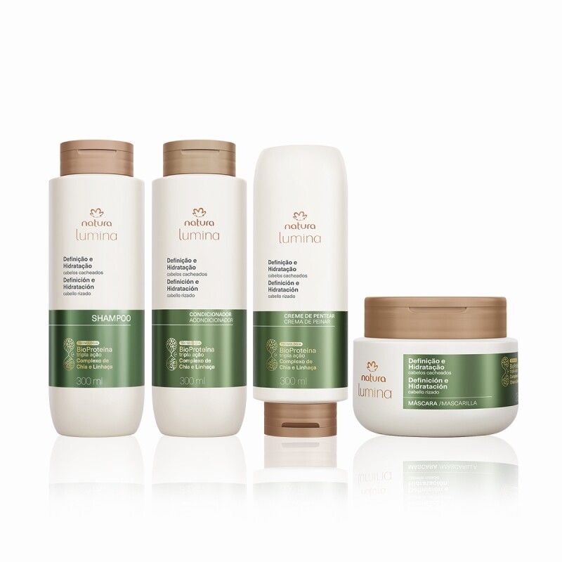 Kit Lumina Cacheados Shampoo Condicionador Máscara e Creme de Pentear (4 produtos)