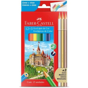 Lápis De Cor Faber-Castell Sextavado 12 Cores + 3 Metálicos Modelo:120112+3MET Cor: Multicor