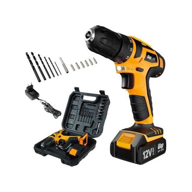 Furadeira e Parafusadeira Wap a Bateria 12V com Maleta 13 Peças BPF 12K3