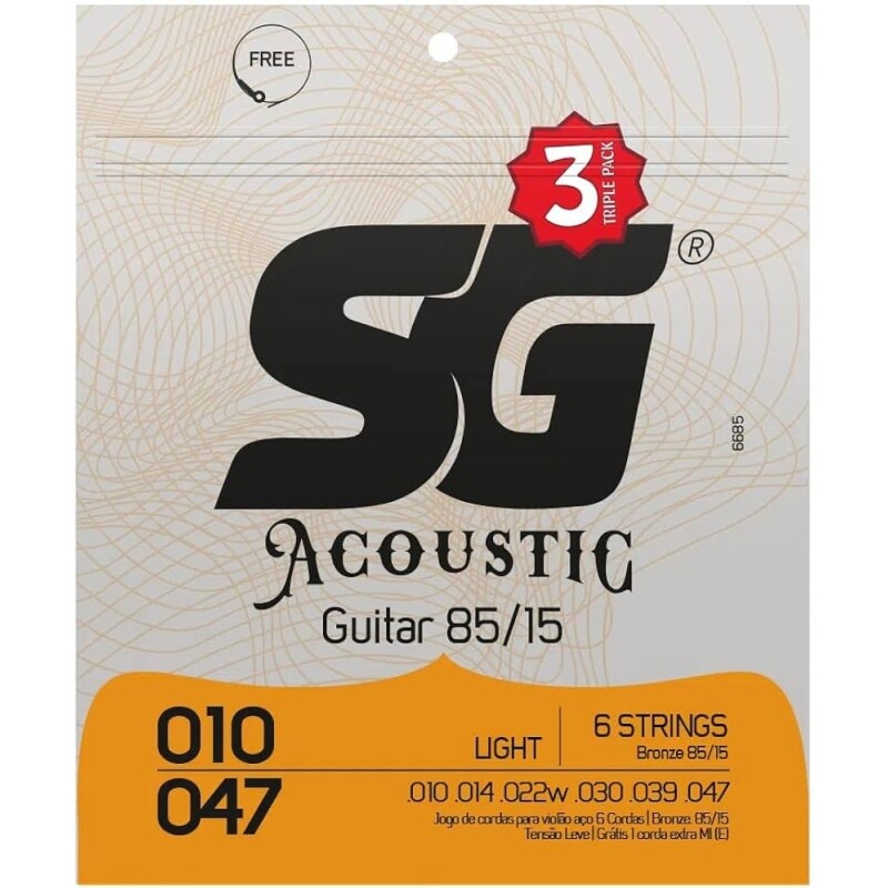 Encordoamento 010 SG TP Aço Bronze 85 15 para Violão