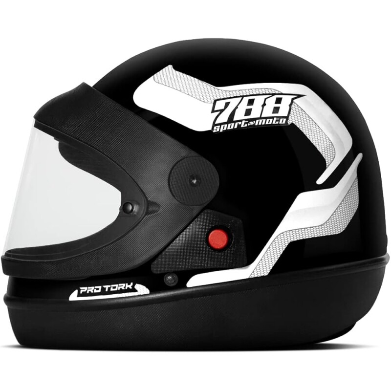 Capacete Fechado Pro Tork Sport Moto 788 Preto - Branco Tam 60
