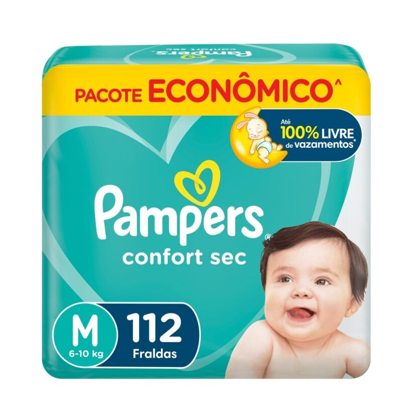 Fralda Pampers Confort Sec M 112 Unidades - Drogaria Venancio | Farmácia Online com Frete Grátis