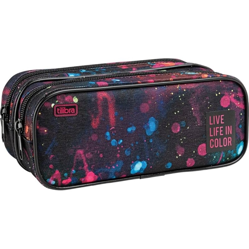 Tilibra - Estojo Duplo Grande Académie Splashes Preto