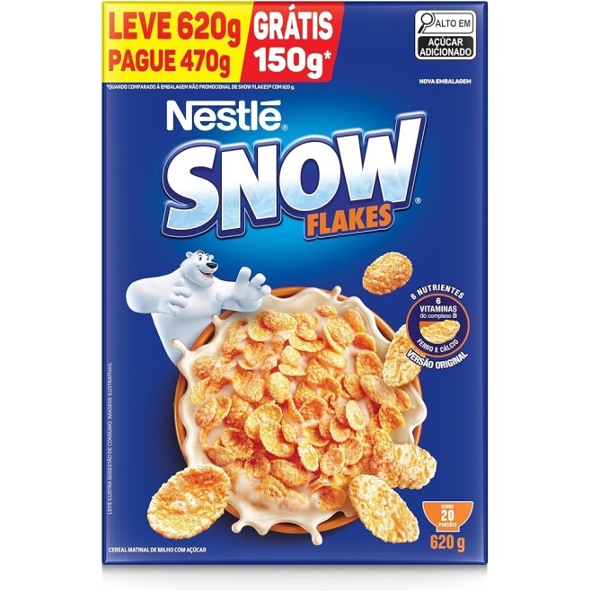 Snow Flakes Cereal Matinal Tradicional Leve 620G Embalagem Econômica