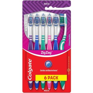 Pack Escova De Dente Colgate Zig Zag Antibac - 6 Unidades