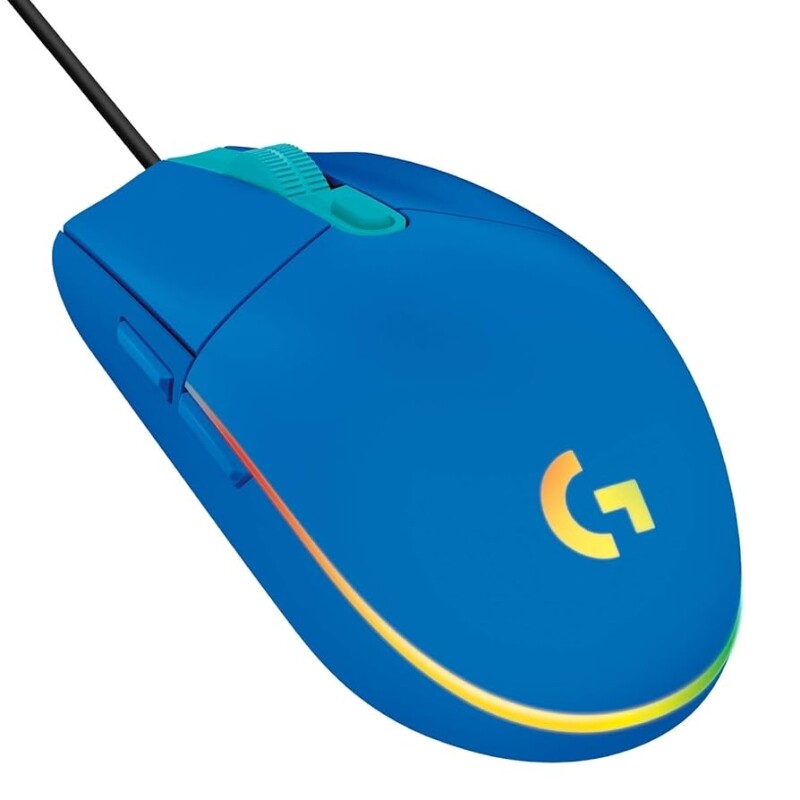 Mouse Gamer Logitech G203 LIGHTSYNC RGB Efeito de Ondas de Cores 6 Botões Programáveis e Até 8.000 DPI - Azul