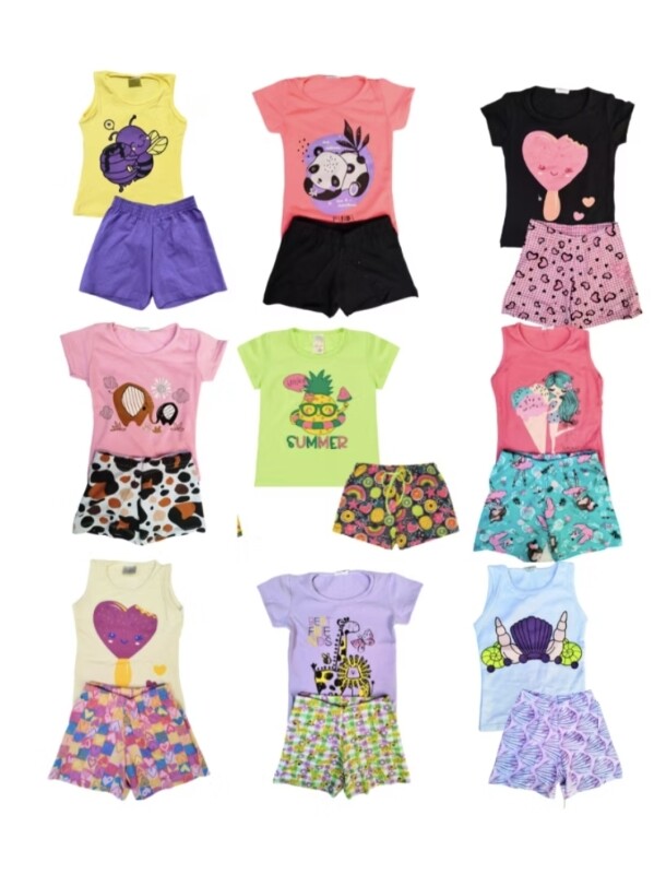 Kit 6 Peças roupa infantil menina conjunto infantil menina 3 camiseta ou blusa 3 short feminino