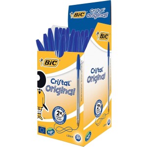 Caneta Bic Azul Cristal Dura Mais – Ponta Esferográfica Média de 1.0mm. Escrita Macia e Cor Intensa