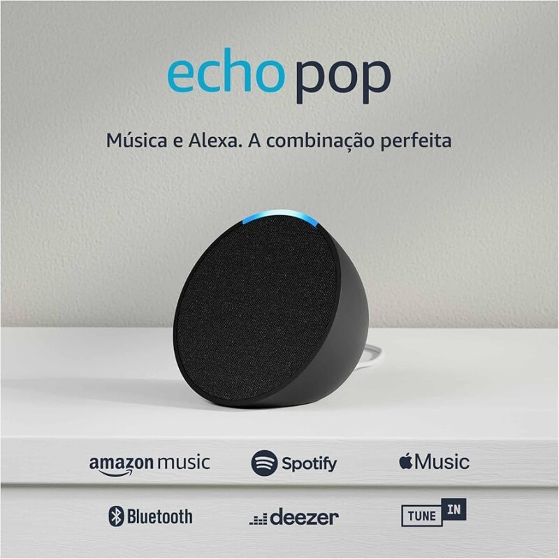 Echo Pop | Smart speaker compacto com som envolvente e Alexa - Cor Preta