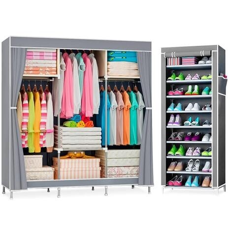 Kit Guarda Roupa E Sapateira Armário Organizador Dobrável - Estocasa