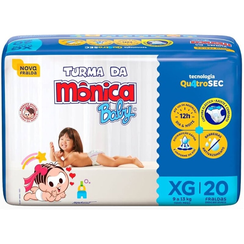 Fralda Turma da Mônica Baby Jumbo XG 20 Unidades
