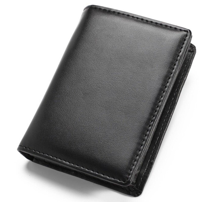 Carteira Couro Executiva Masculina Pequena Tamanho Slim Luxo - Preto
